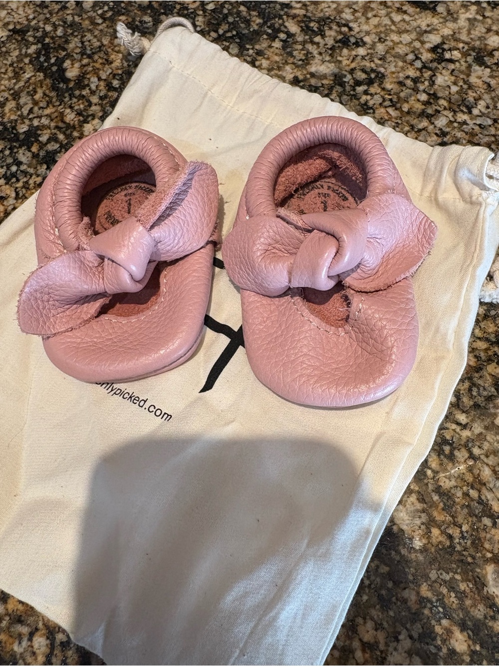 Freshly Picked Pink Knot Leather Baby Moccasins